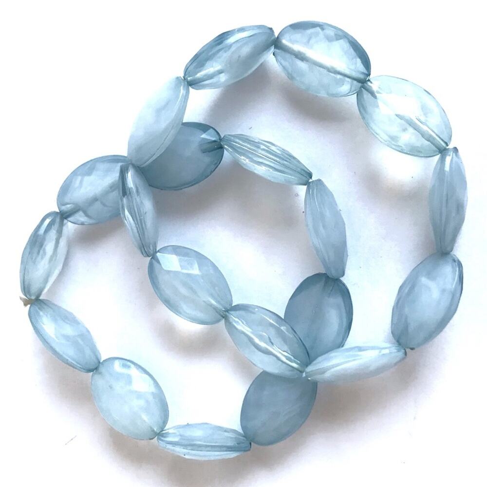 Blue Stackable Stretch Bracelet 2 Piece Set Y2K